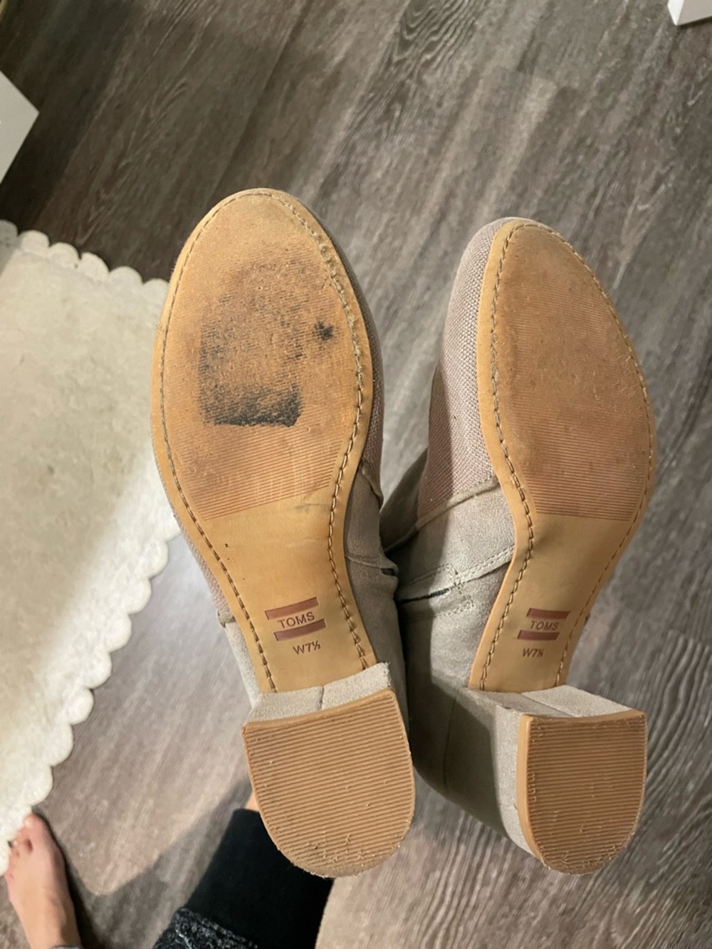 Toms Taupe Suede Ankle Boots with Cream Floral Embroidery - Picture 6 of 6
